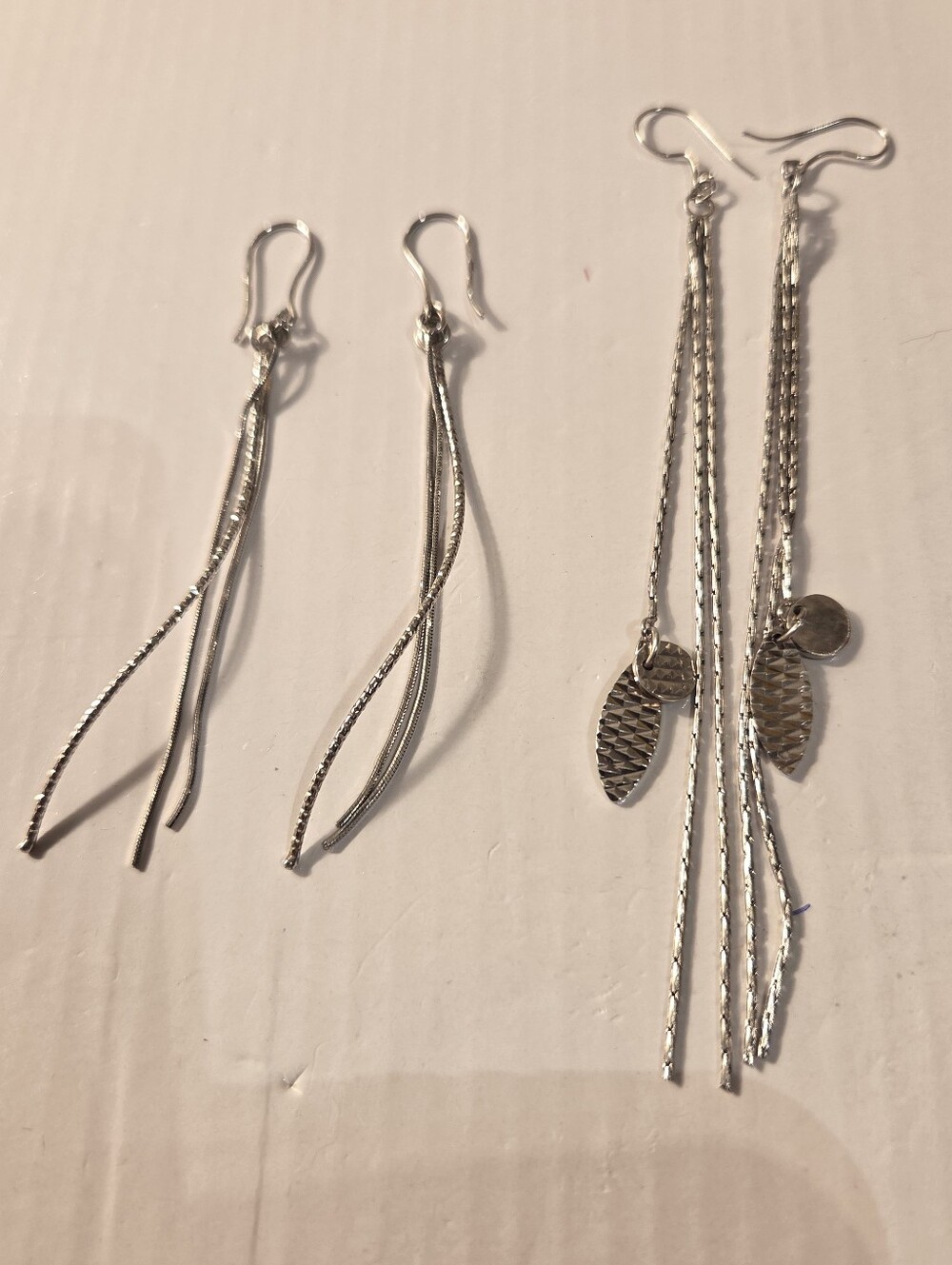 Sterling Silver Dangle Threader Earrings - Sleek Multi-Chain Design